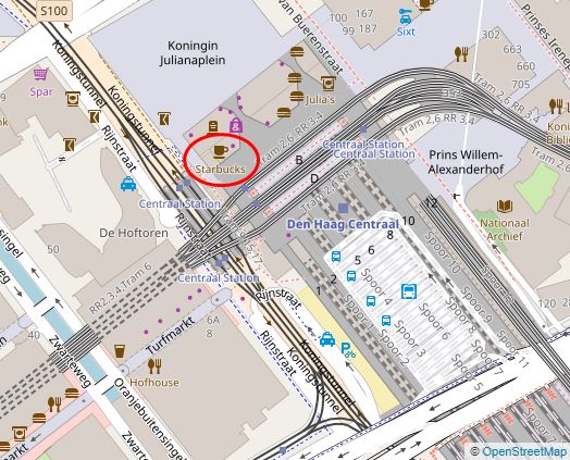 ハーグ中央駅スターバックス前
