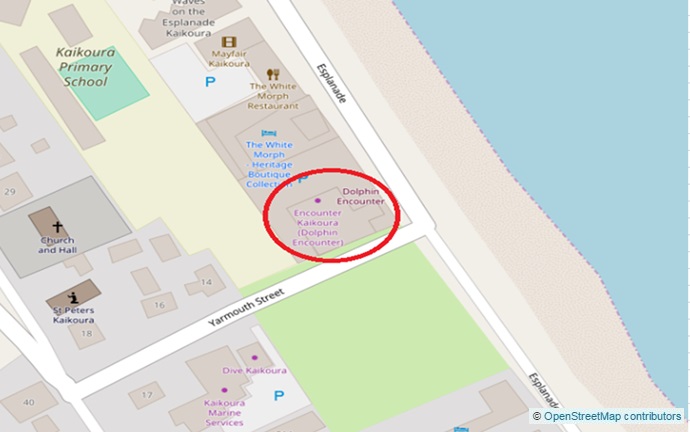 エンカウンターカイコウラのオフィス（96 Esplanade, Kaikoura 7300）