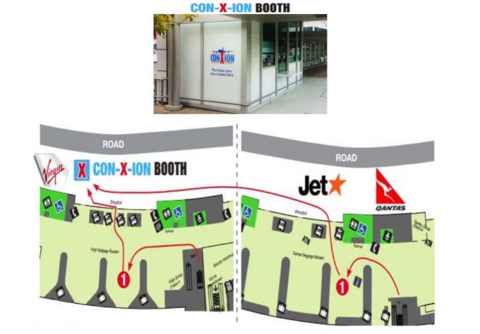 ブリスベン空港国内線ターミナル屋外「Con-X-ion Booth」