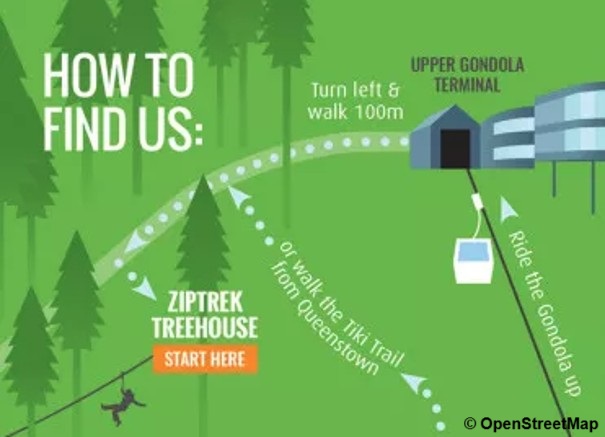 スカイラインゴンドラ山頂駅付近にあるZiptrek Treehouse