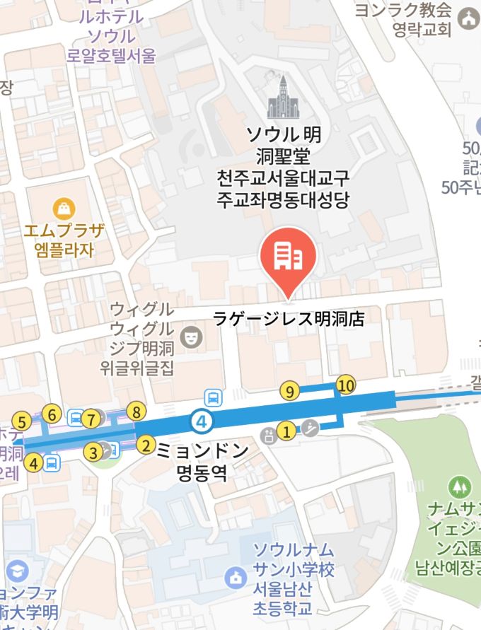 ラゲージレス明洞店(4号線 明洞駅 10番出口)