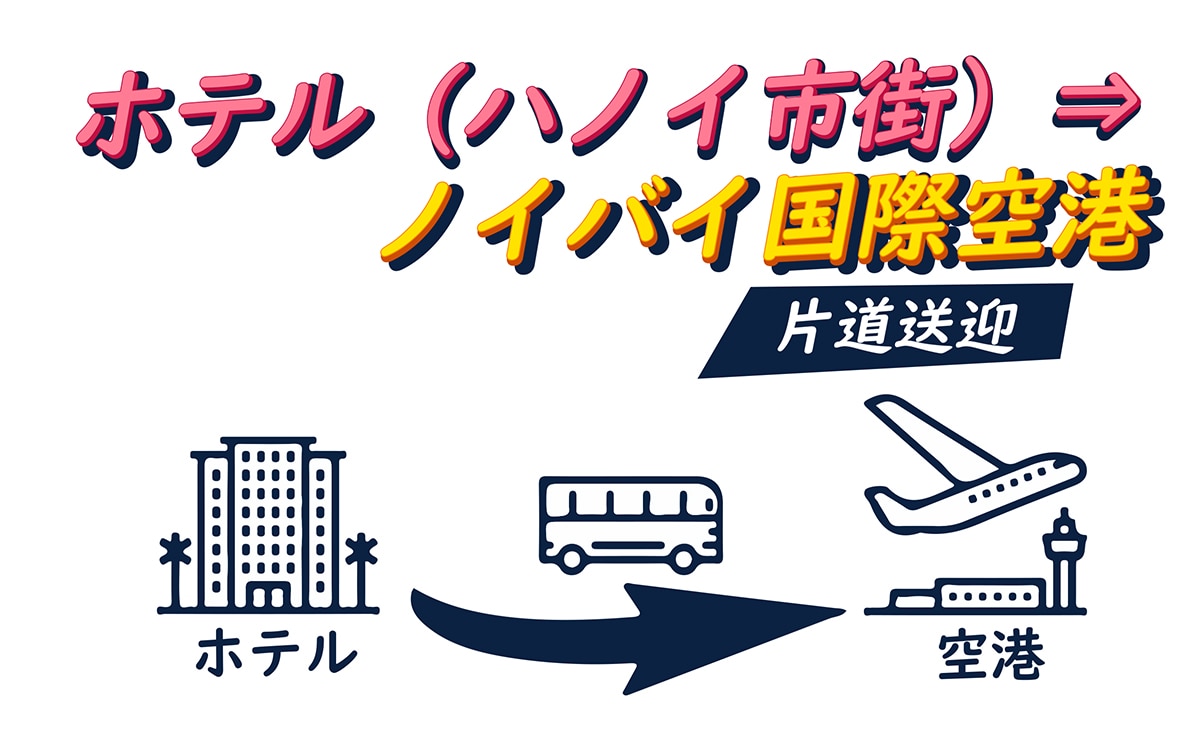 【片道送迎】ホテル（ハノイ市街）⇒ノイバイ国際空港